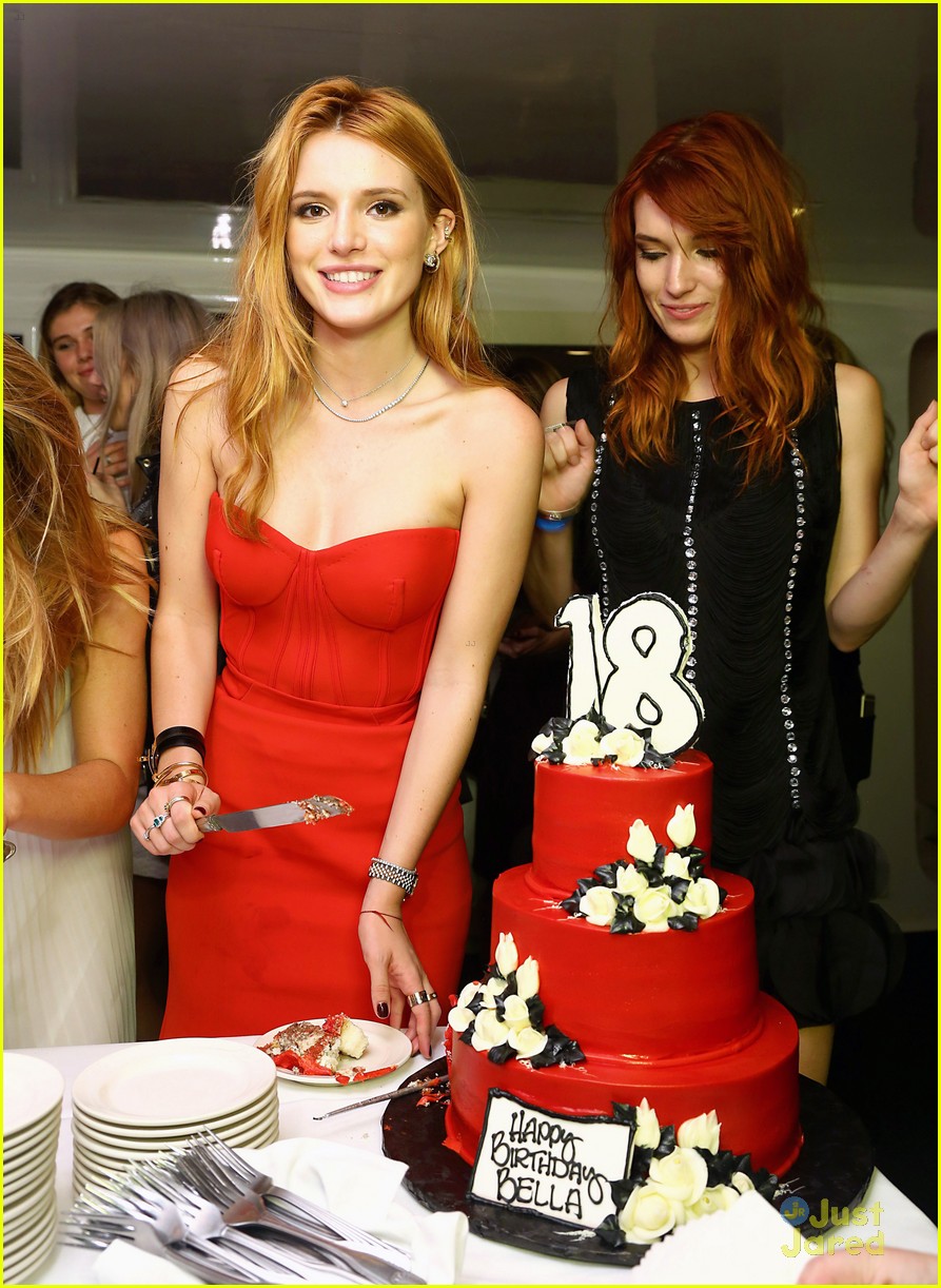 bella thorne 18th bday party friends red dress 07