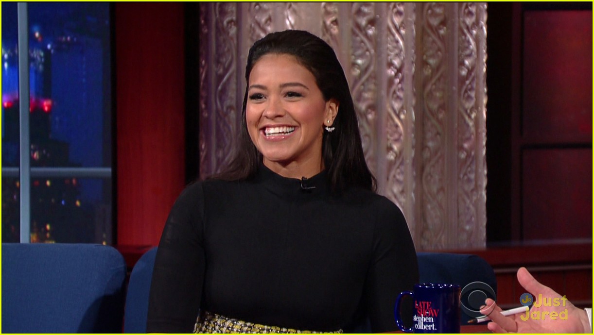 gina rodriguez stephen colbert nyc appearance 05