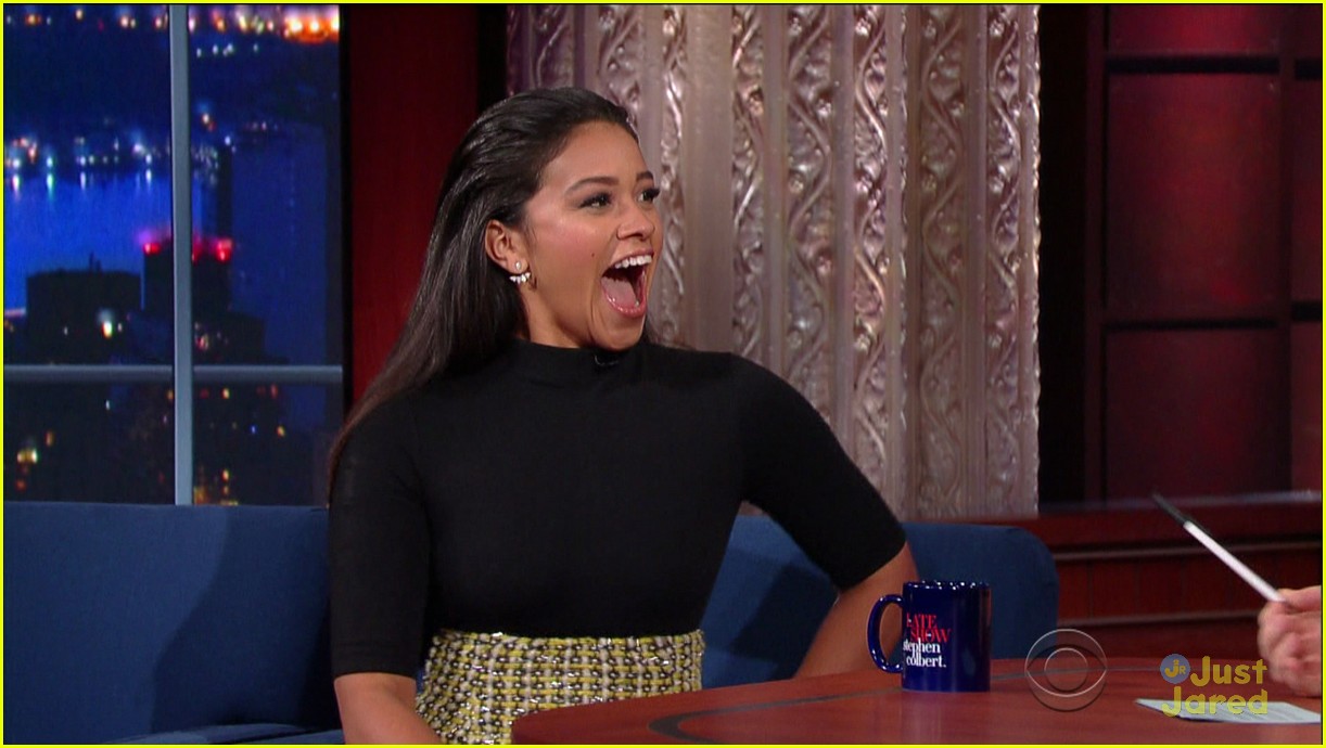 gina rodriguez stephen colbert nyc appearance 14