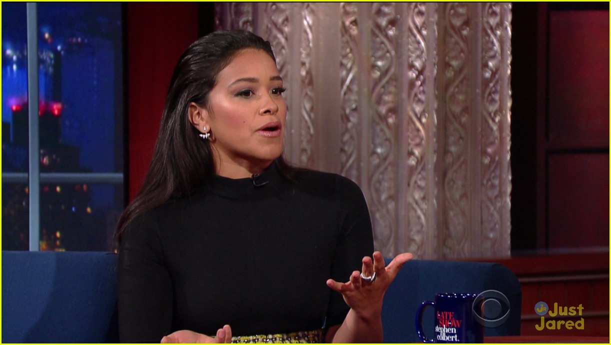 gina rodriguez stephen colbert nyc appearance 20