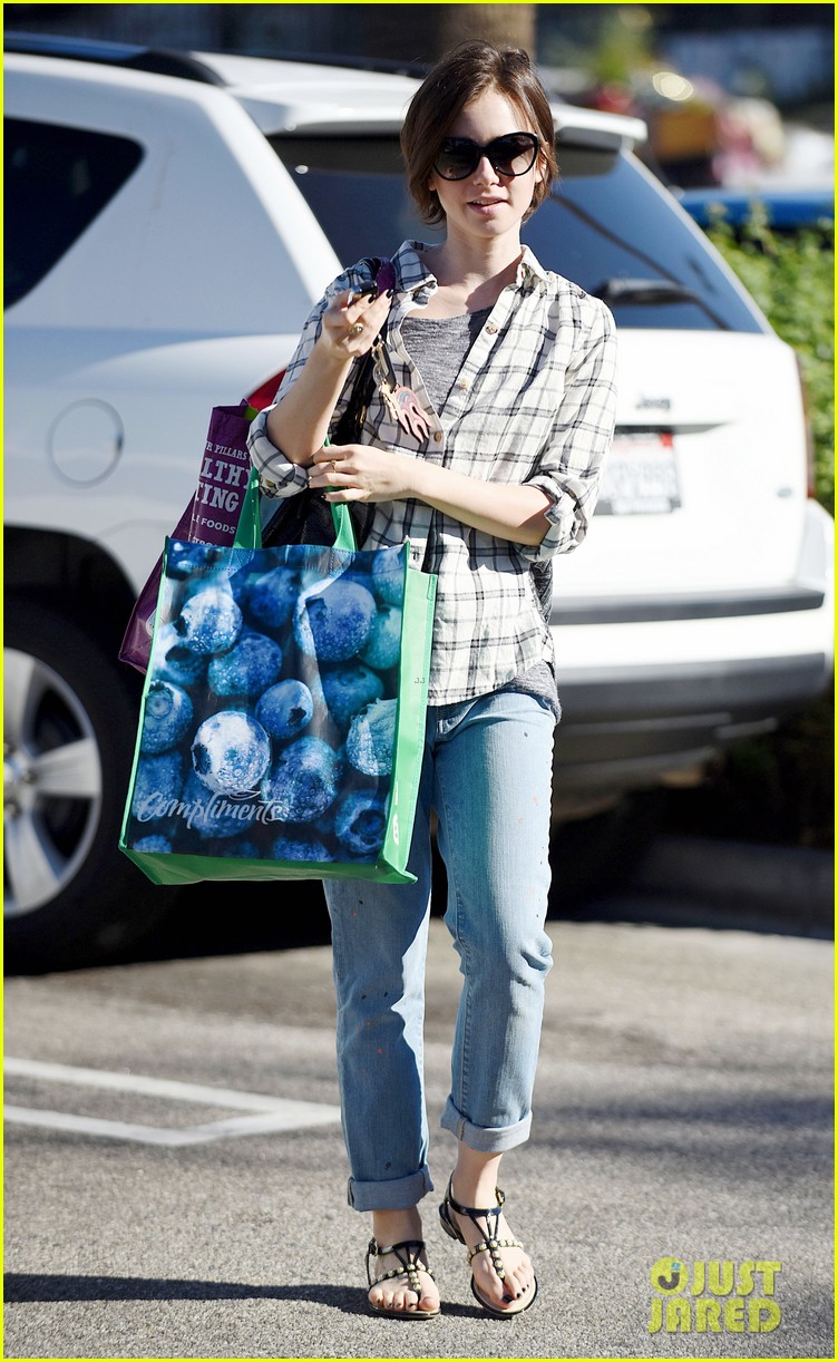lily collins grabs groceries and her cleaners 08