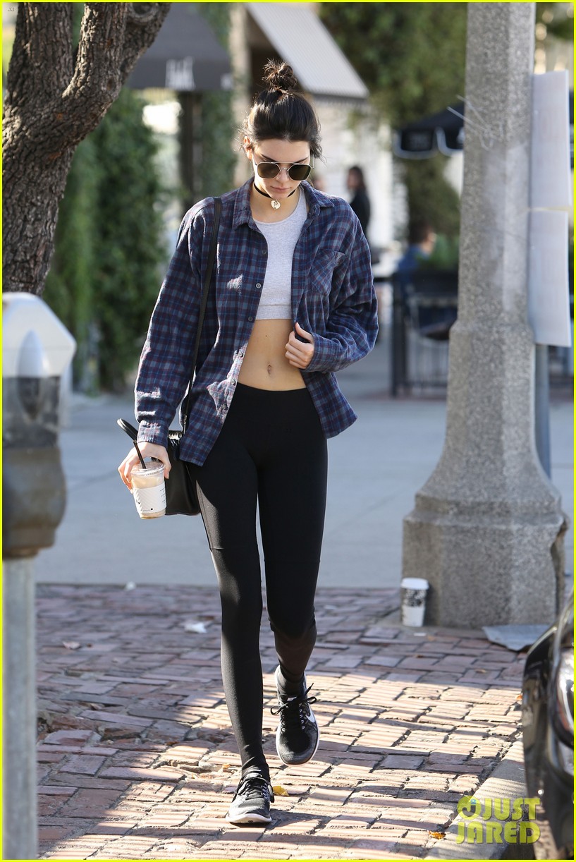 kendall jenner bares midriff in two outfits during one day 13