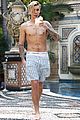 justin bieber goes shirtless for swim at versace mansion 05
