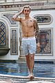 justin bieber goes shirtless for swim at versace mansion 20