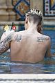 justin bieber goes shirtless for swim at versace mansion 38