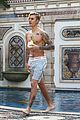 justin bieber goes shirtless for swim at versace mansion 51