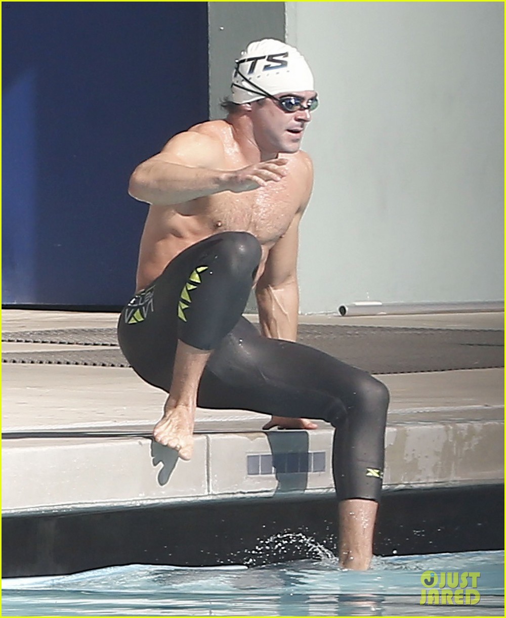 zac efron goes shirtless for baywatch swimming lessons 05