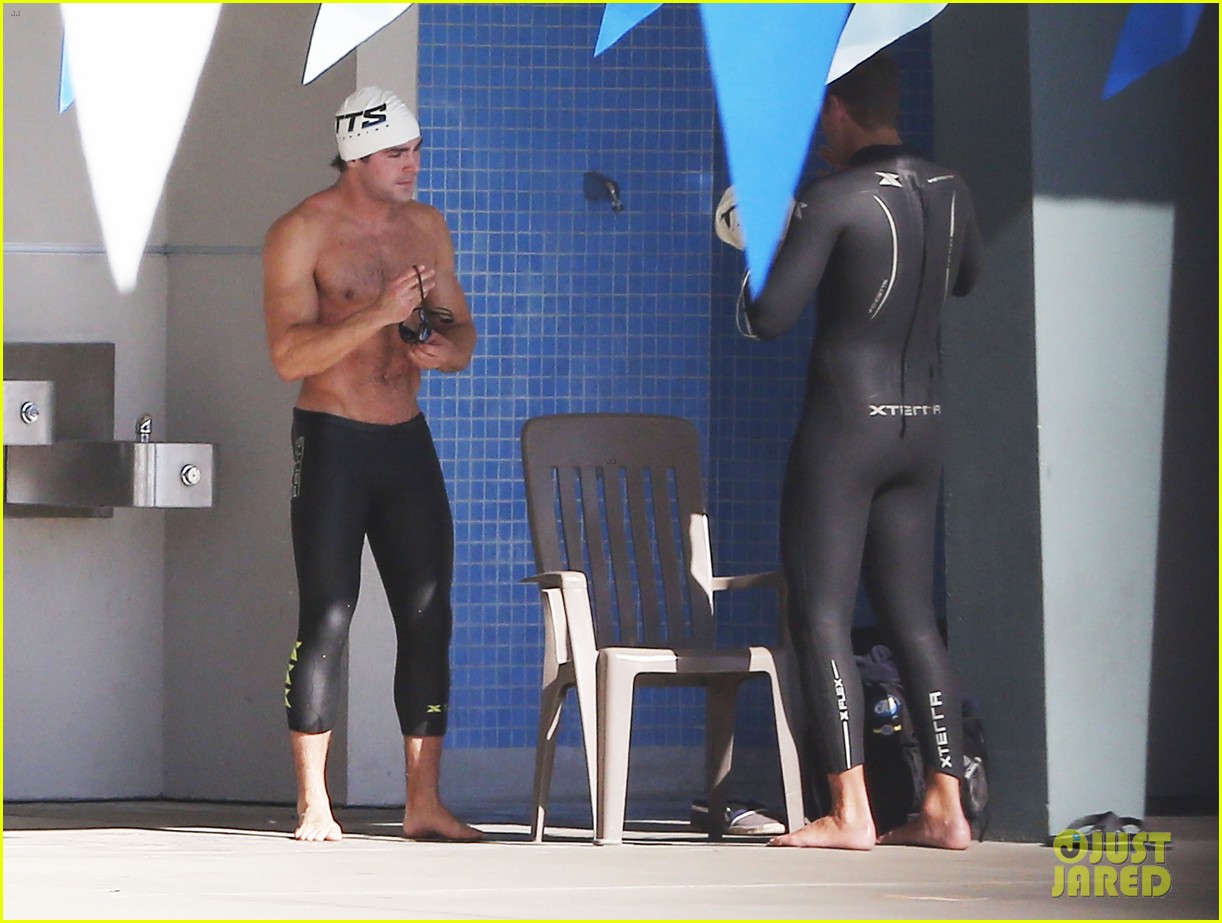zac efron goes shirtless for baywatch swimming lessons 16