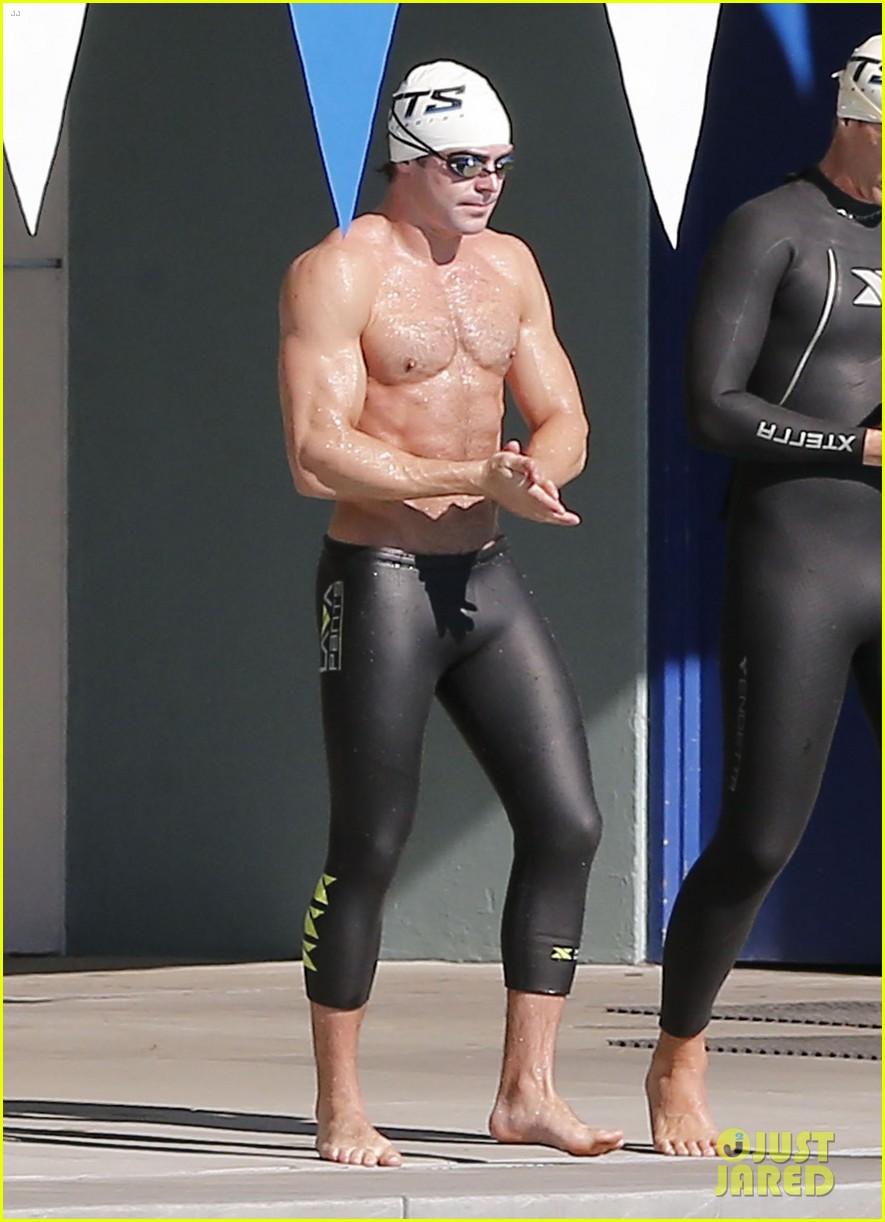 zac efron goes shirtless for baywatch swimming lessons 24