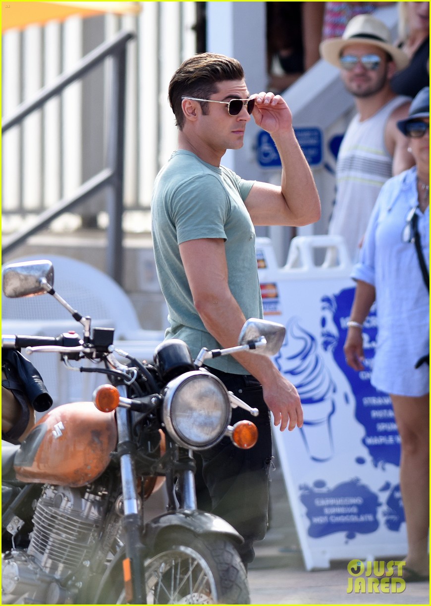 zac efron films baywatch on motorcycle 19