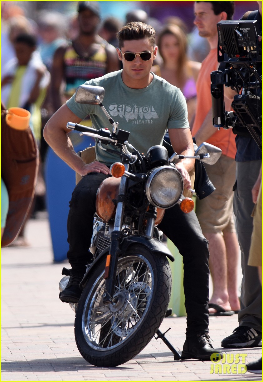 zac efron films baywatch on motorcycle 30