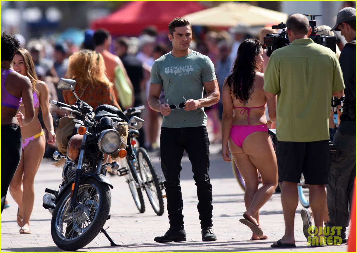 zac efron films baywatch on motorcycle 39