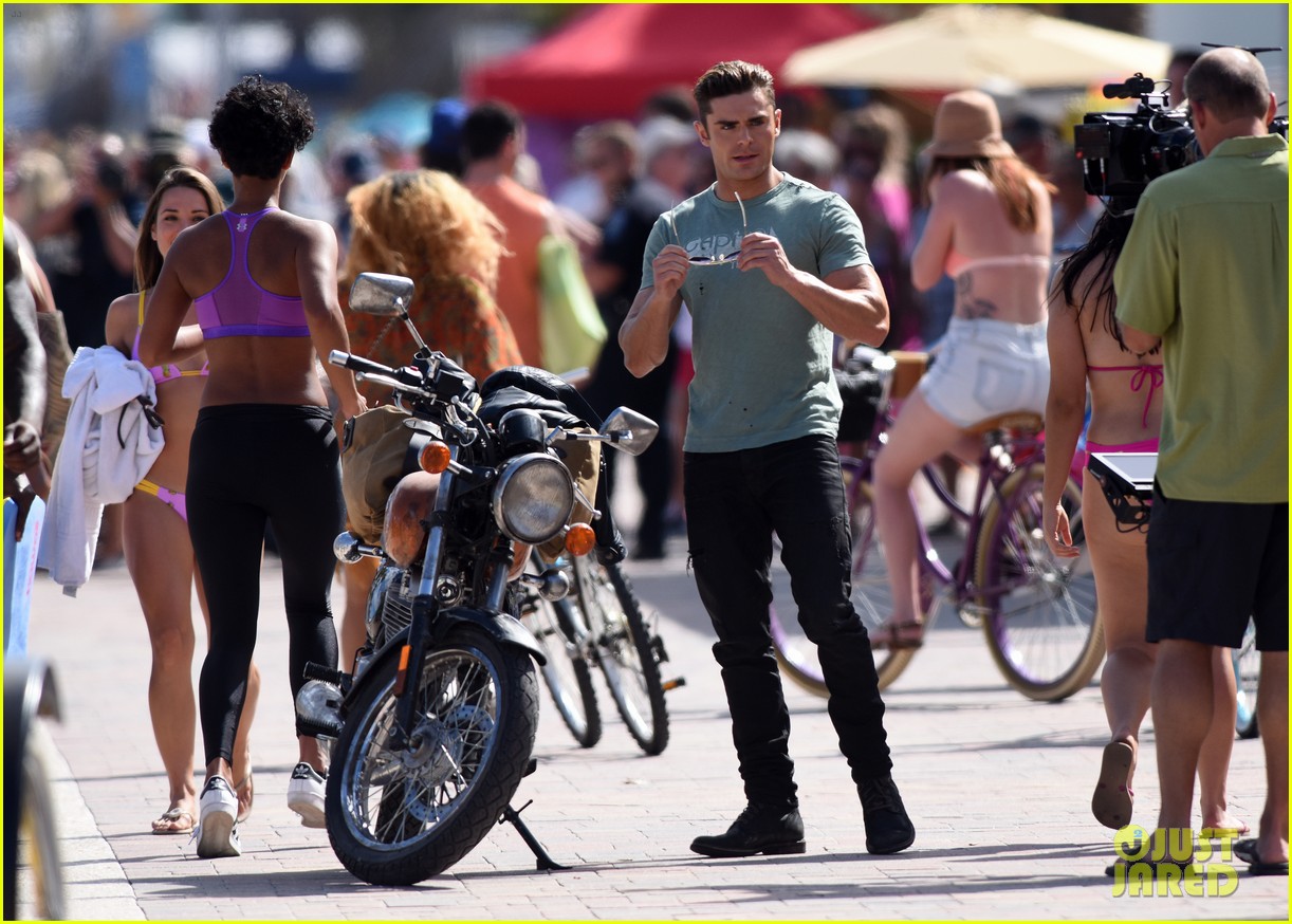 zac efron films baywatch on motorcycle 41