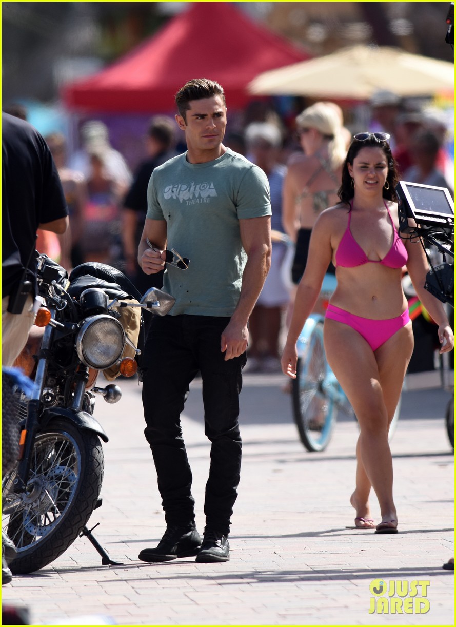 zac efron films baywatch on motorcycle 45