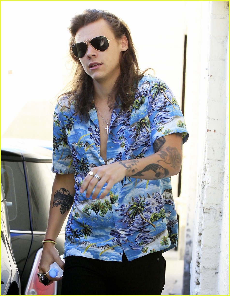 harry styles hawaiian shirt shopping beverly hills 08