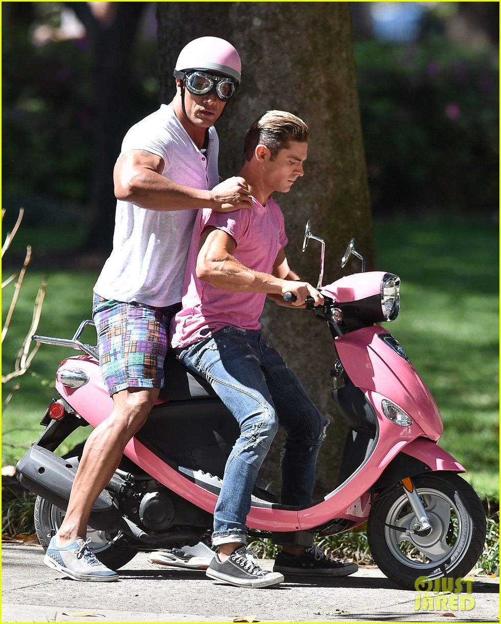 zac efron the rock film baywatch on a scooter 07