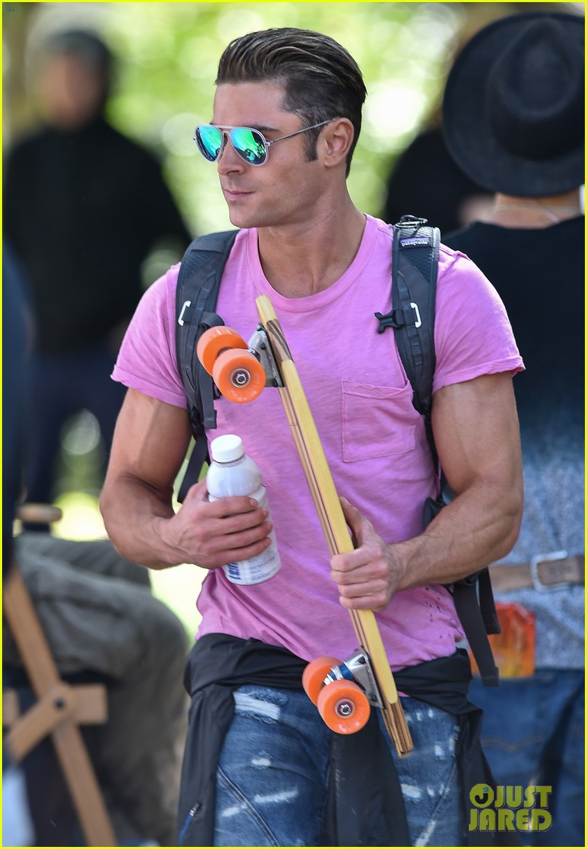zac efron the rock film baywatch on a scooter 08