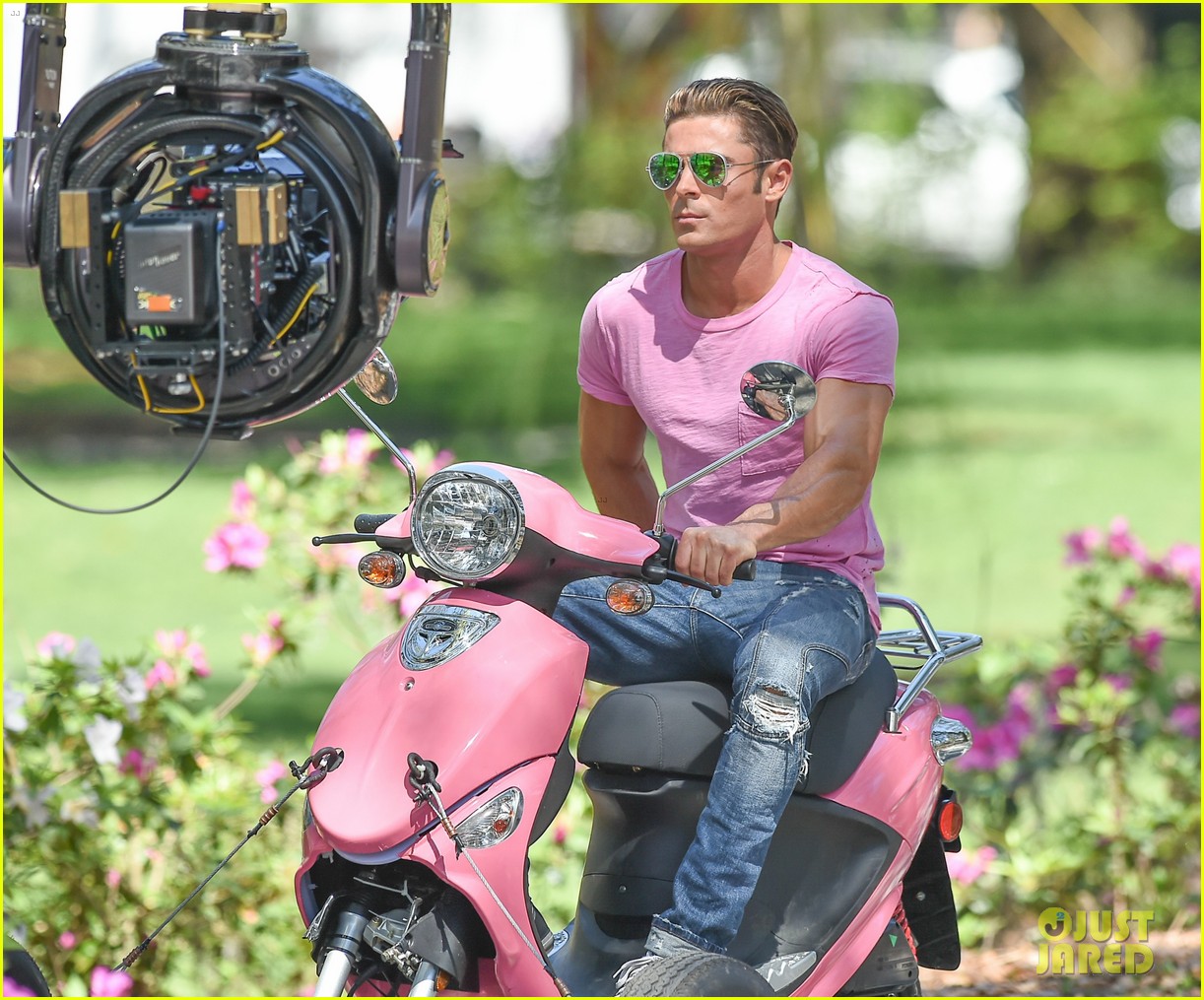 zac efron the rock film baywatch on a scooter 36