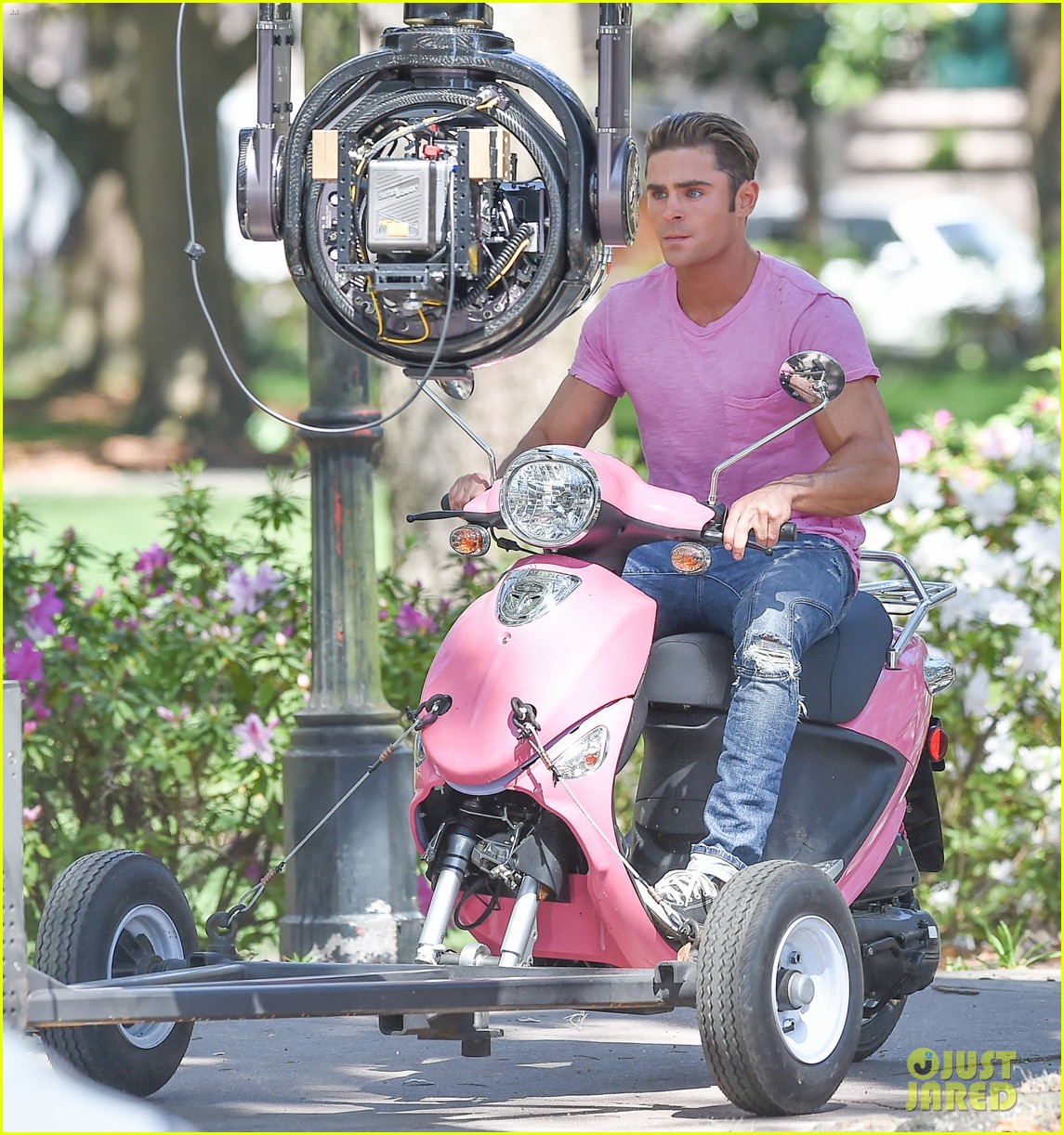 zac efron the rock film baywatch on a scooter 40