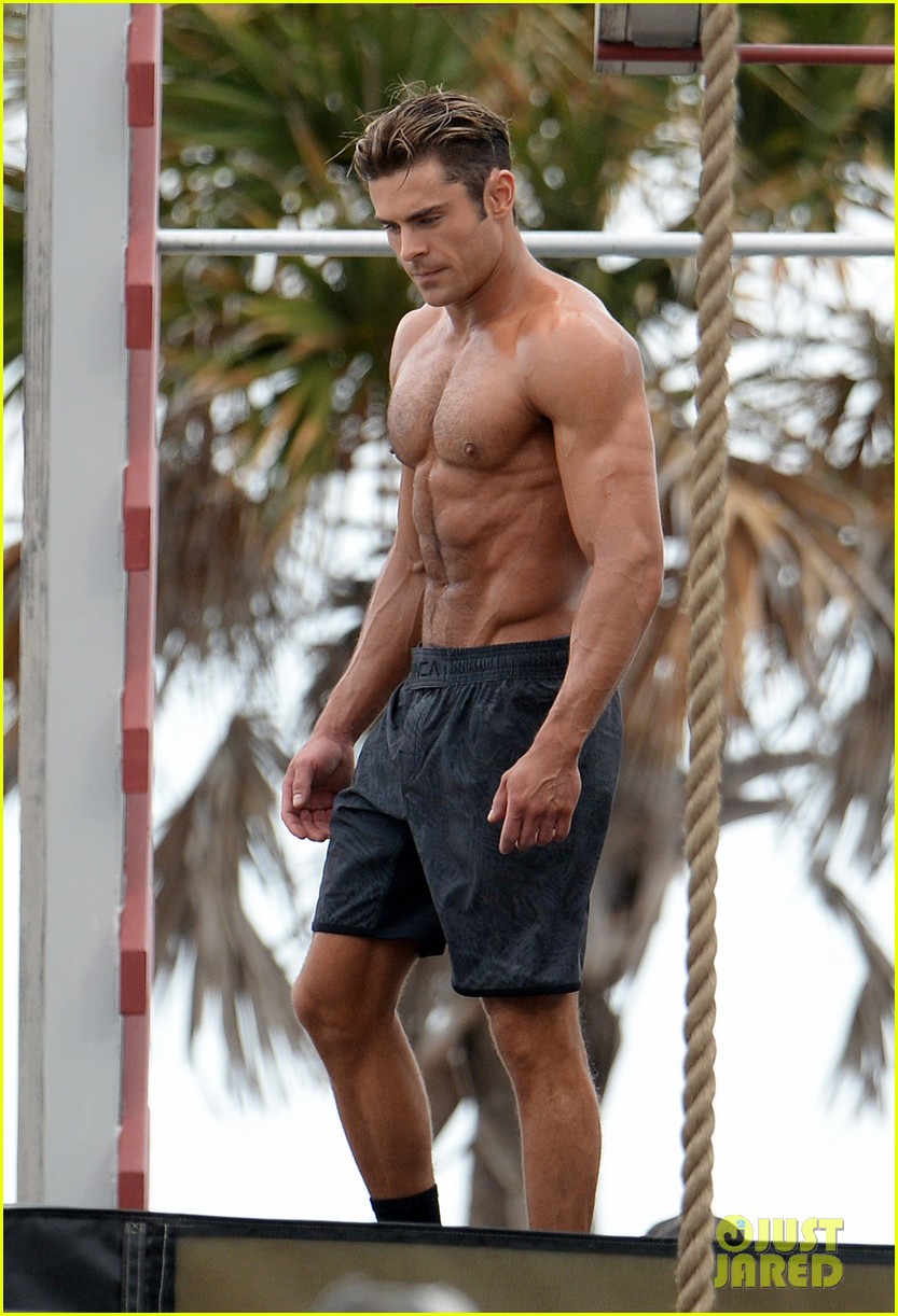 Zac Efron Puts His Chiseled Abs On Display For Baywatch Obstacle 