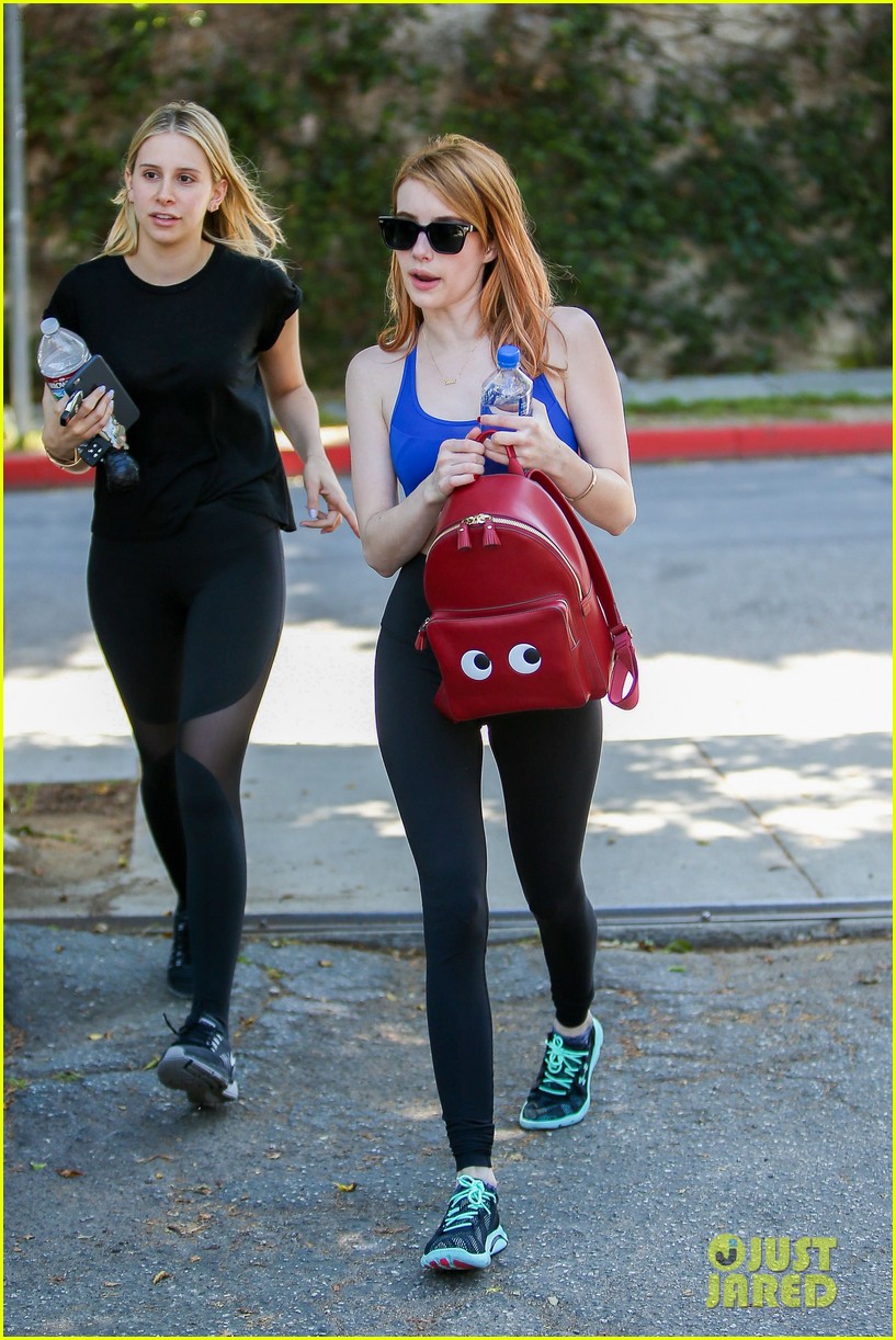 emma roberts workout gas fuel up talks red hair color 17