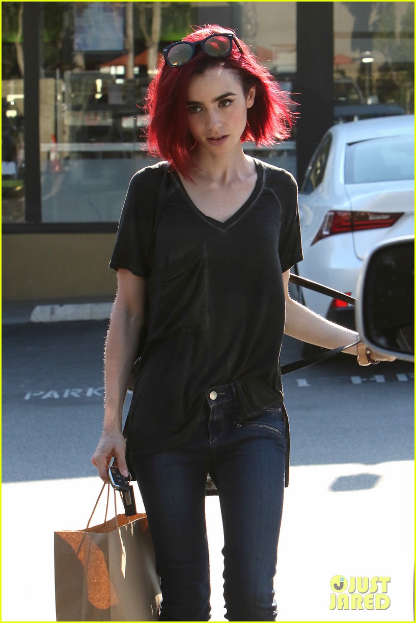lily collins debuts new bright red hair 09