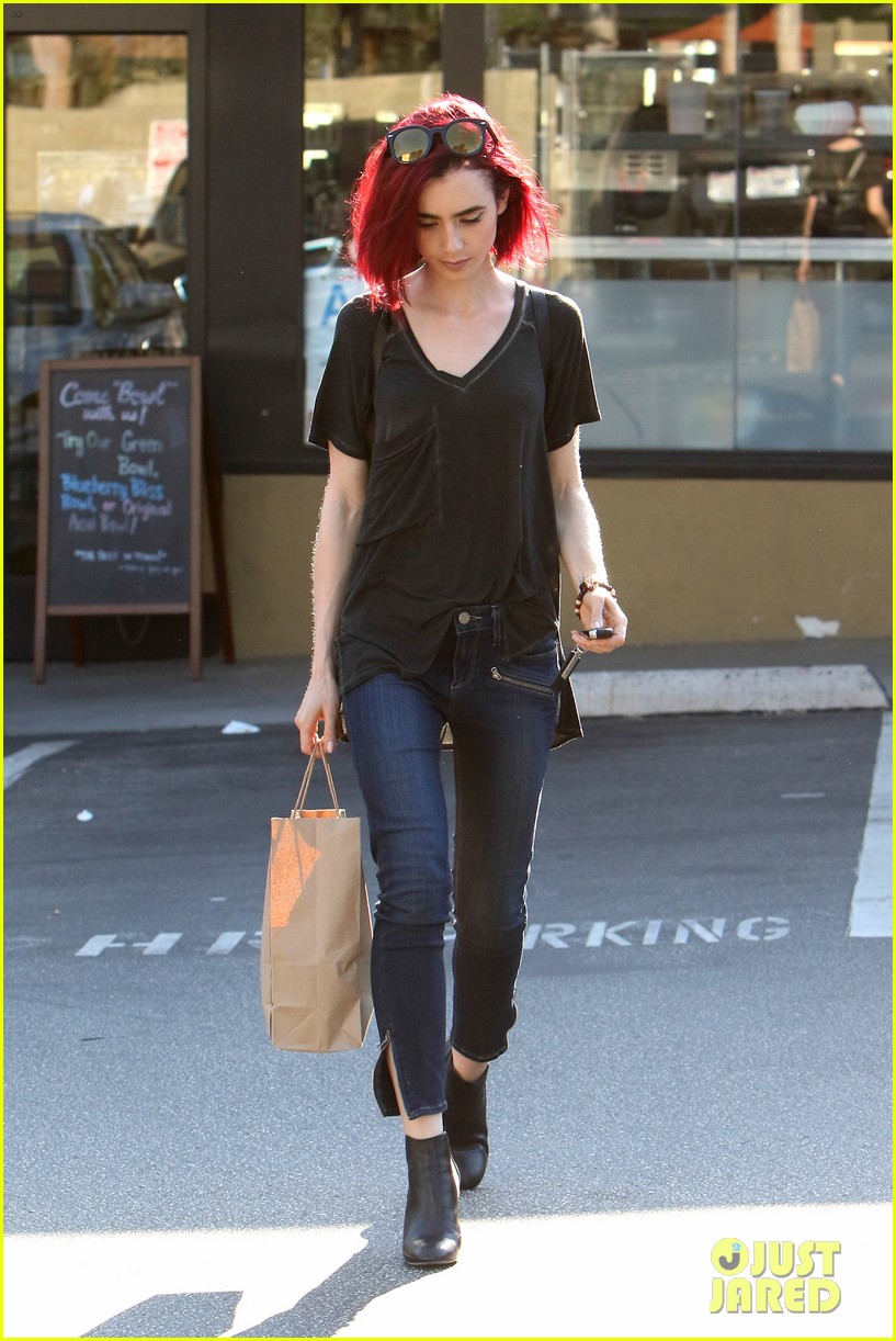 lily collins debuts new bright red hair 10