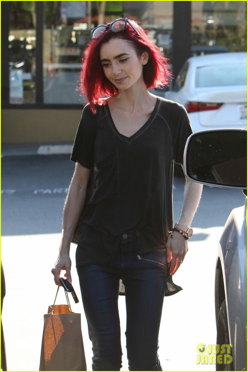 lily collins debuts new bright red hair 13