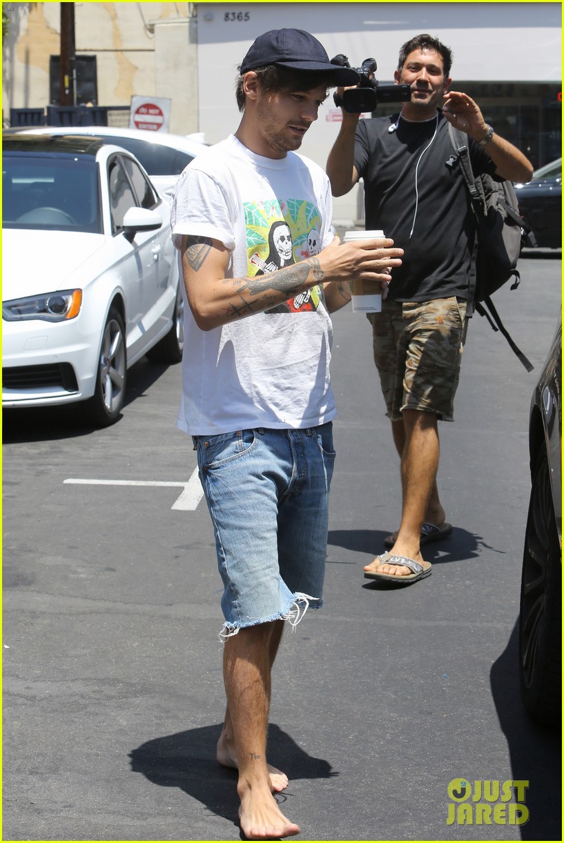louis tomlinson goes barefoot at starbucks danielle campbell celebrated dcoms 10