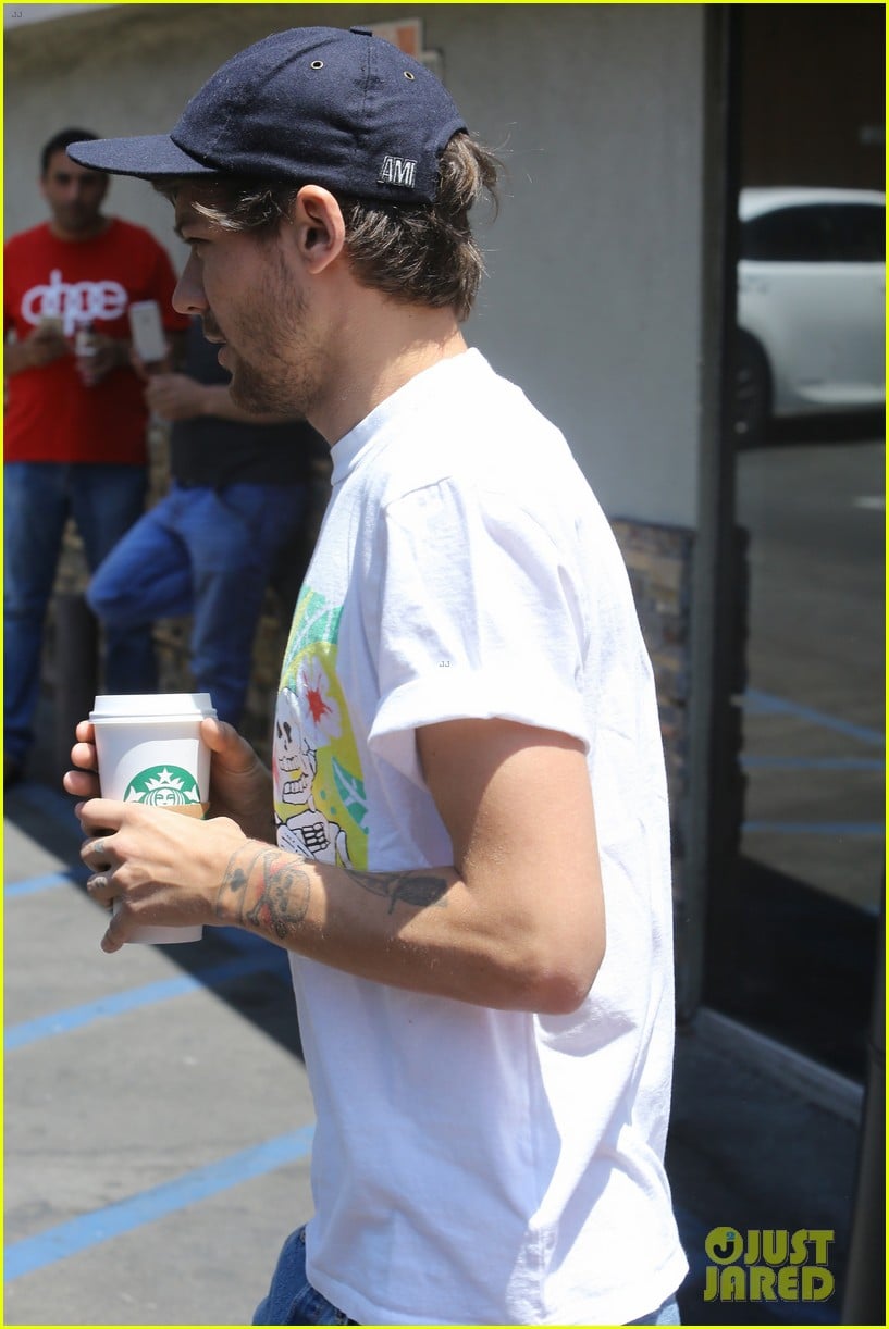 louis tomlinson goes barefoot at starbucks danielle campbell celebrated dcoms 17