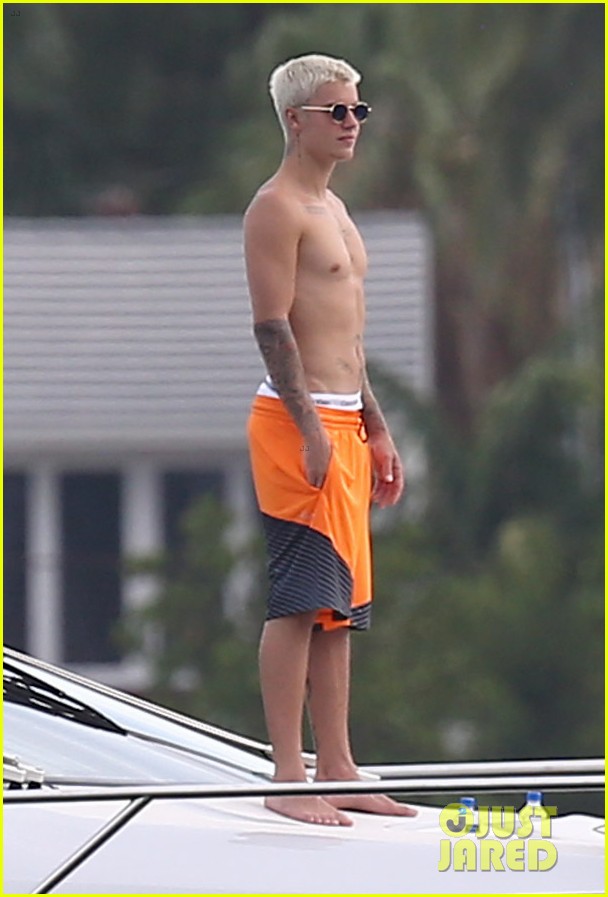 Justin Bieber goes wakeboarding in his white underwear: Photos