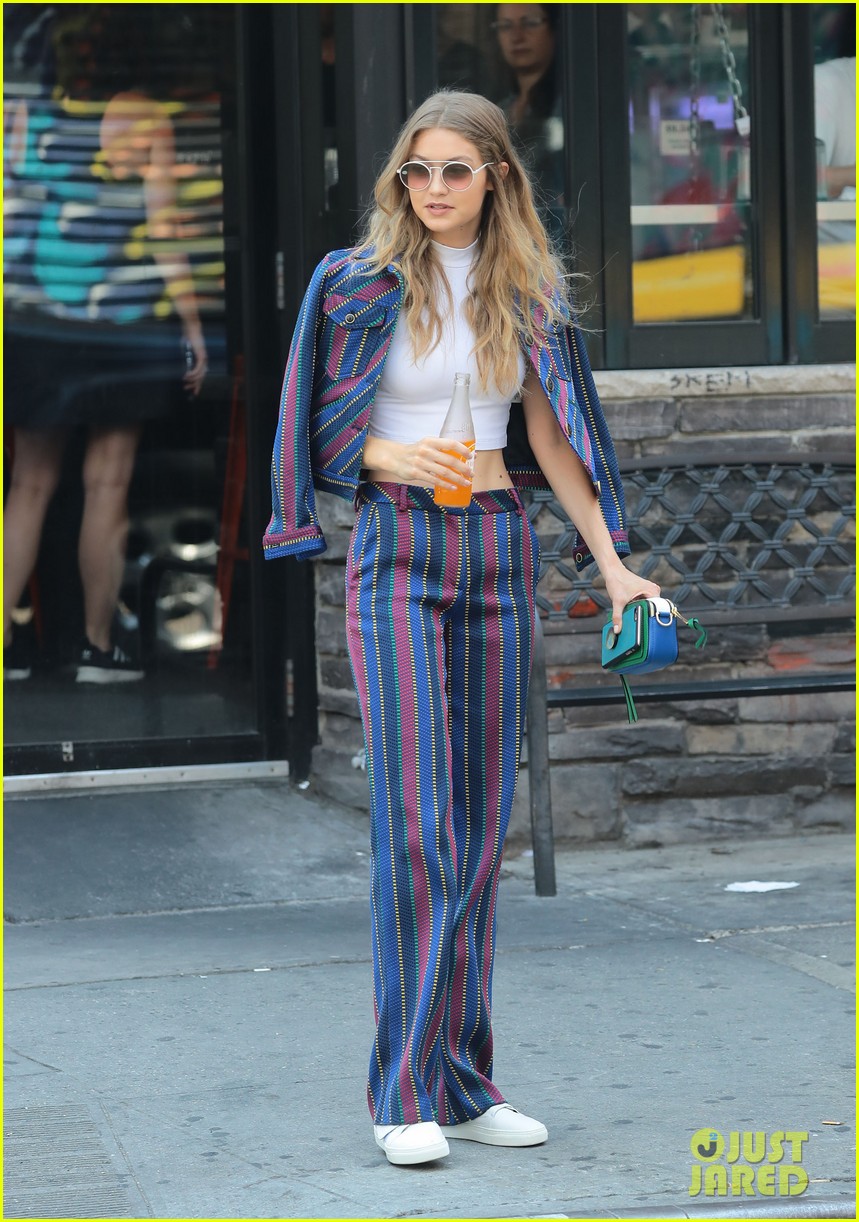 gigi hadid steps out colorful outfit nyc 16