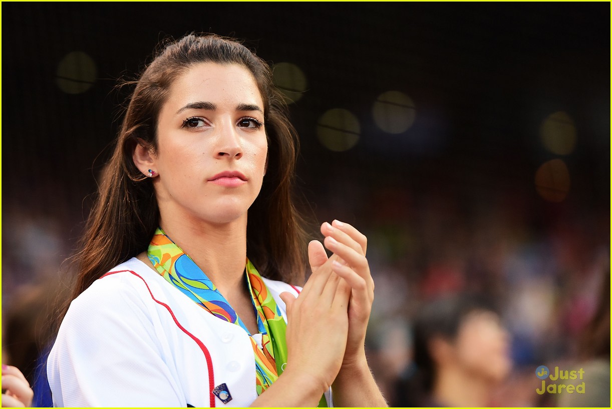 aly raisman first pitch boston red sox game 01