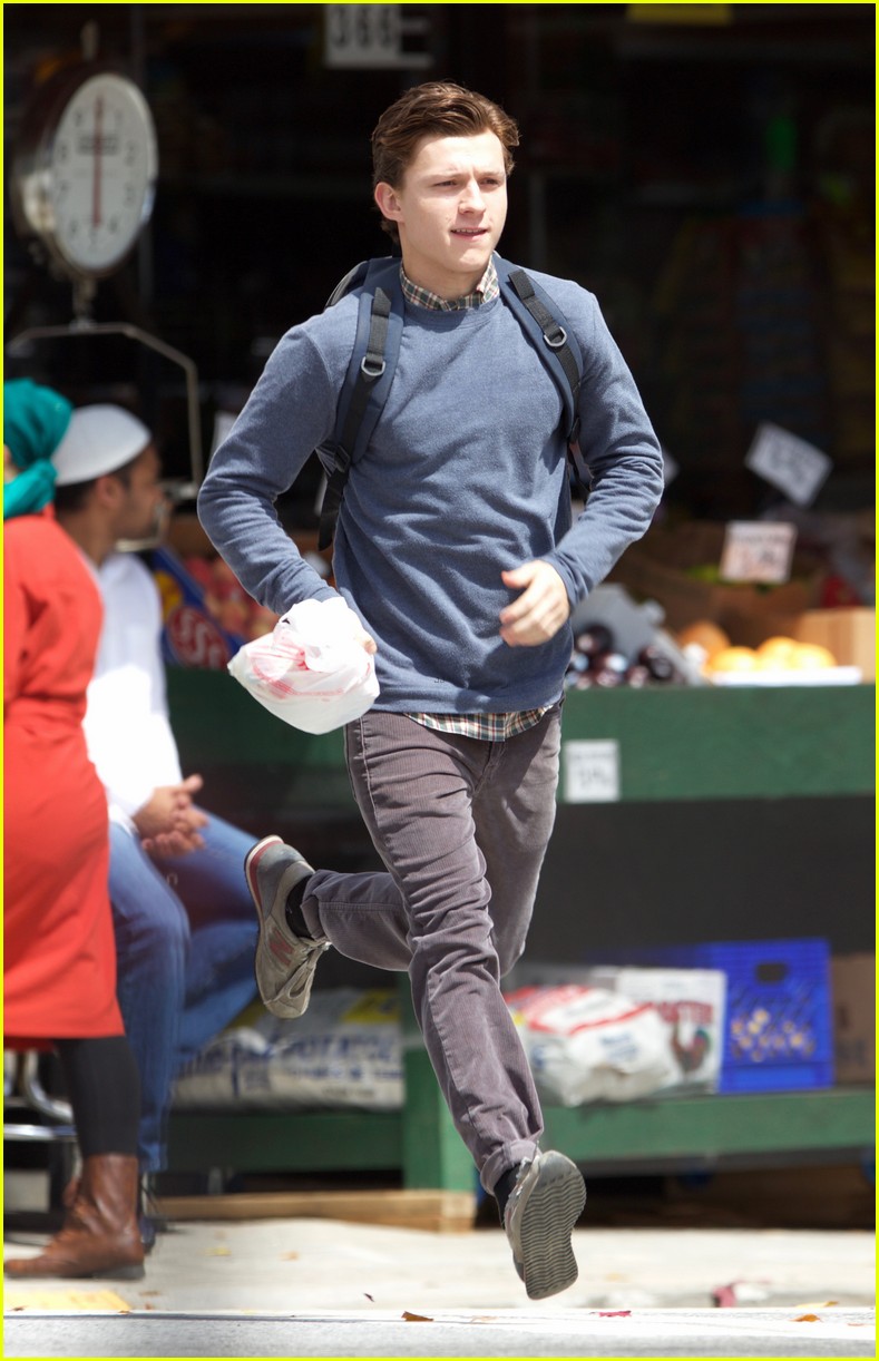 tom holland suits up on the set of spider man homecoming 01
