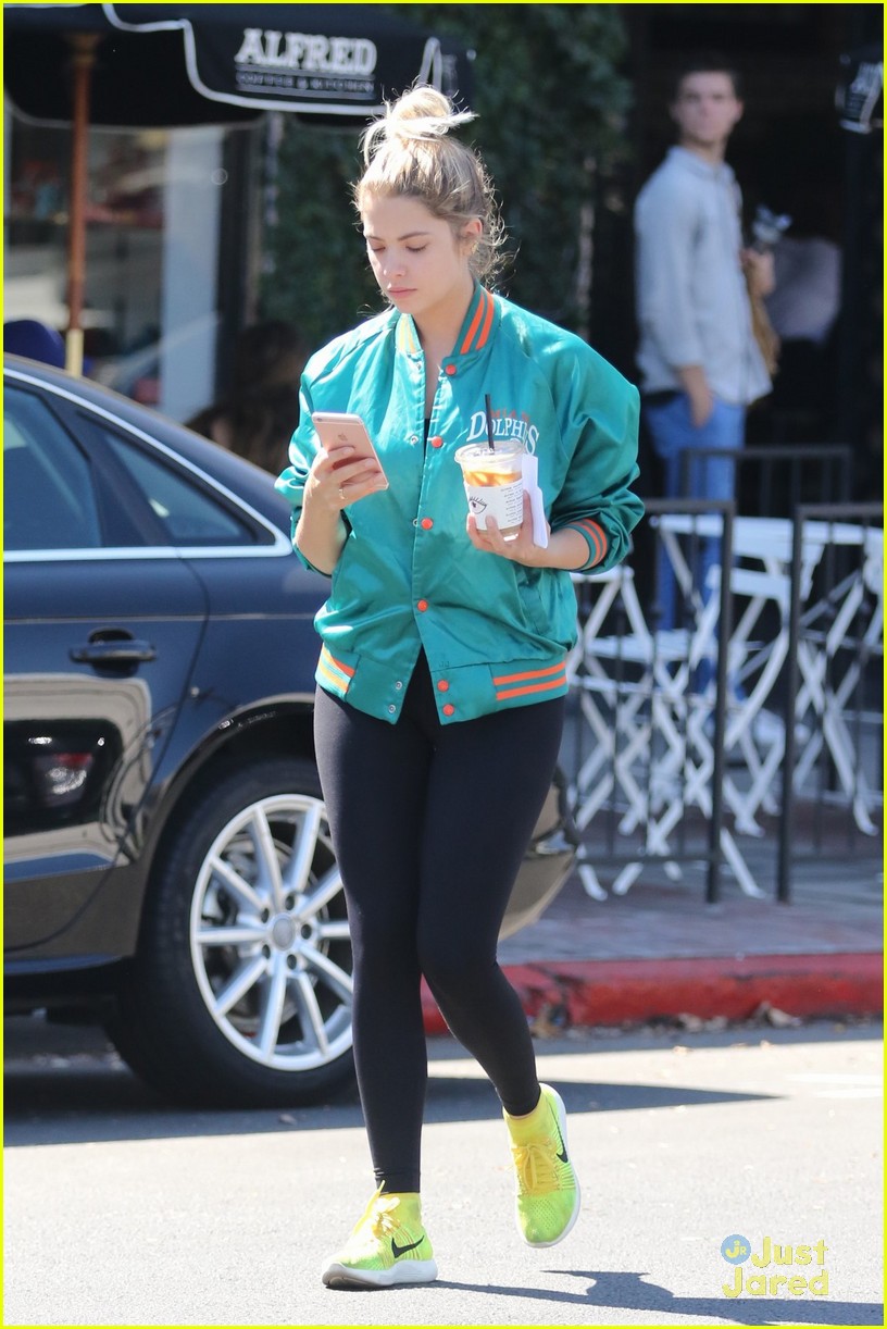 ashley benson shares pll msgs norman charlie dolphins jacket 24