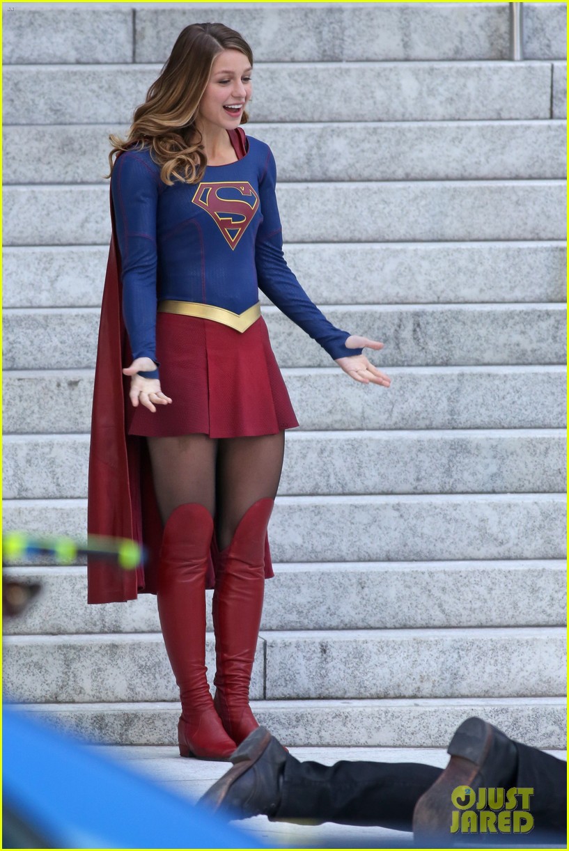melissa benoist is all smiles while filming supergirl02121mytext