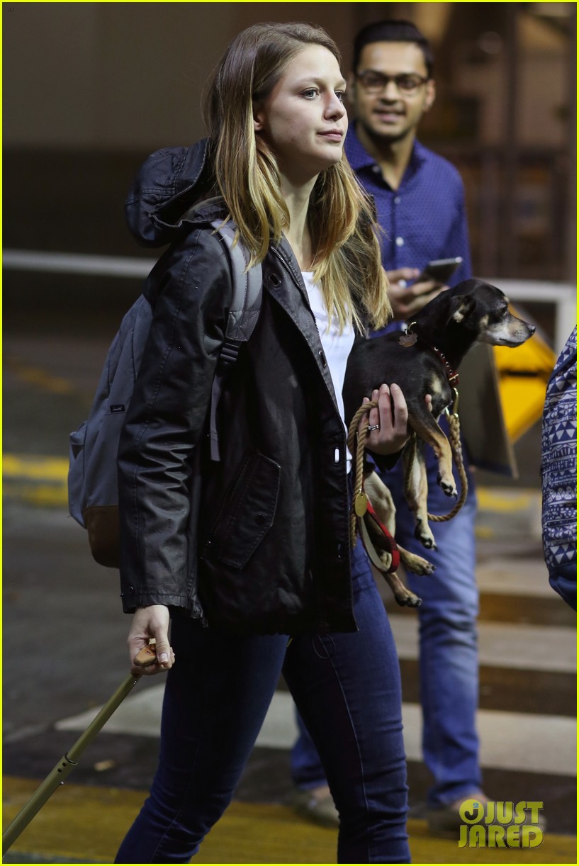 melissa benoist heads back to her hotel after filming cw crossover 08
