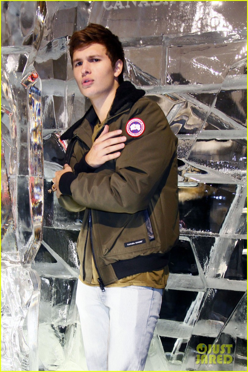 ansel elgort canadian goose launch nyc 01