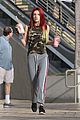 bella thorne shows off new bright red and yellow hair color at the gym 05