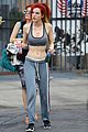 bella thorne shows off new bright red and yellow hair color at the gym 06