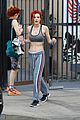 bella thorne shows off new bright red and yellow hair color at the gym 13