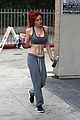 bella thorne shows off new bright red and yellow hair color at the gym 21