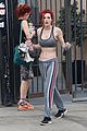 bella thorne shows off new bright red and yellow hair color at the gym 25