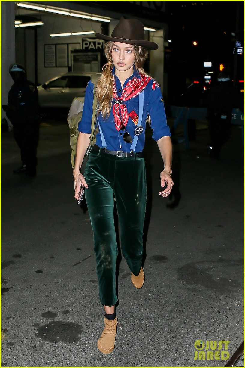 gigi hadid heads to taylor swifts halloween party dressed as a cowgirl 12