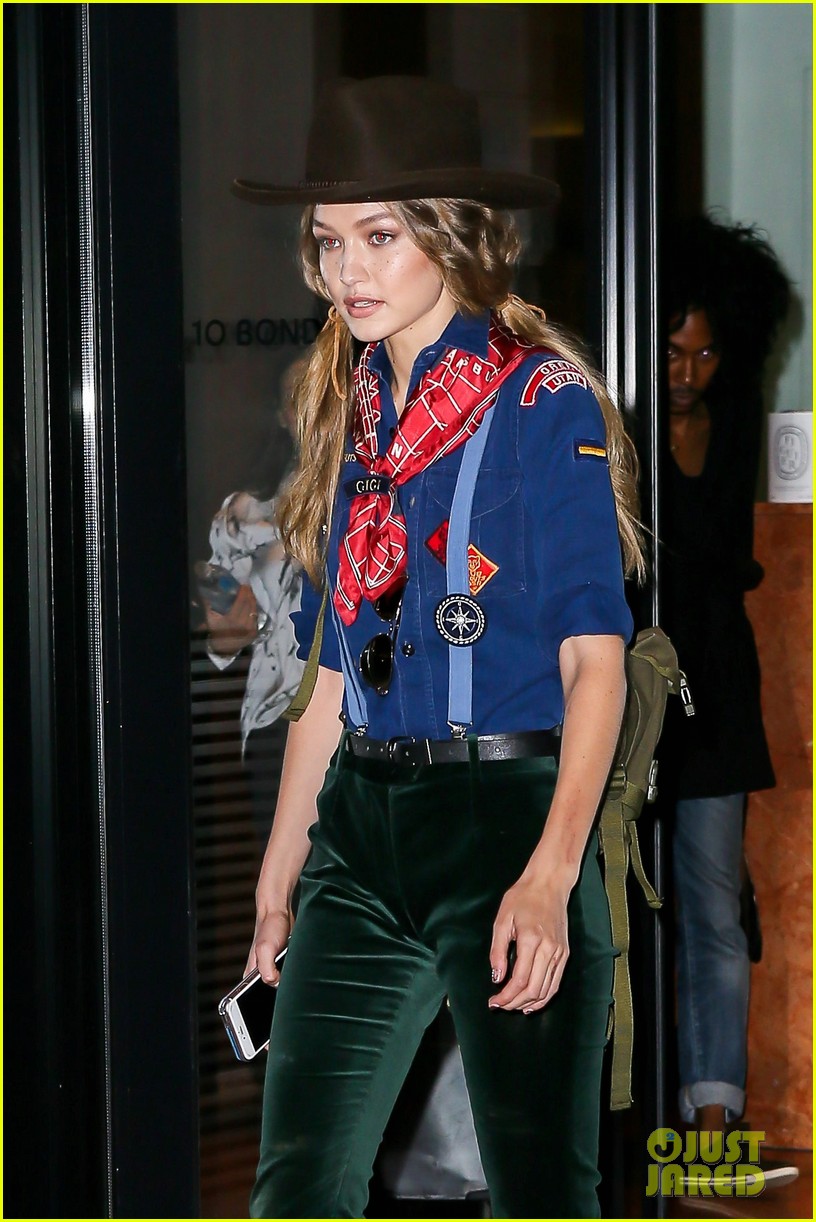 gigi hadid heads to taylor swifts halloween party dressed as a cowgirl 18