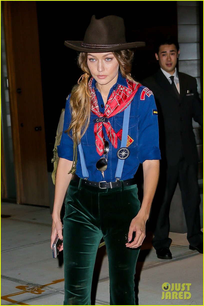 gigi hadid heads to taylor swifts halloween party dressed as a cowgirl 20