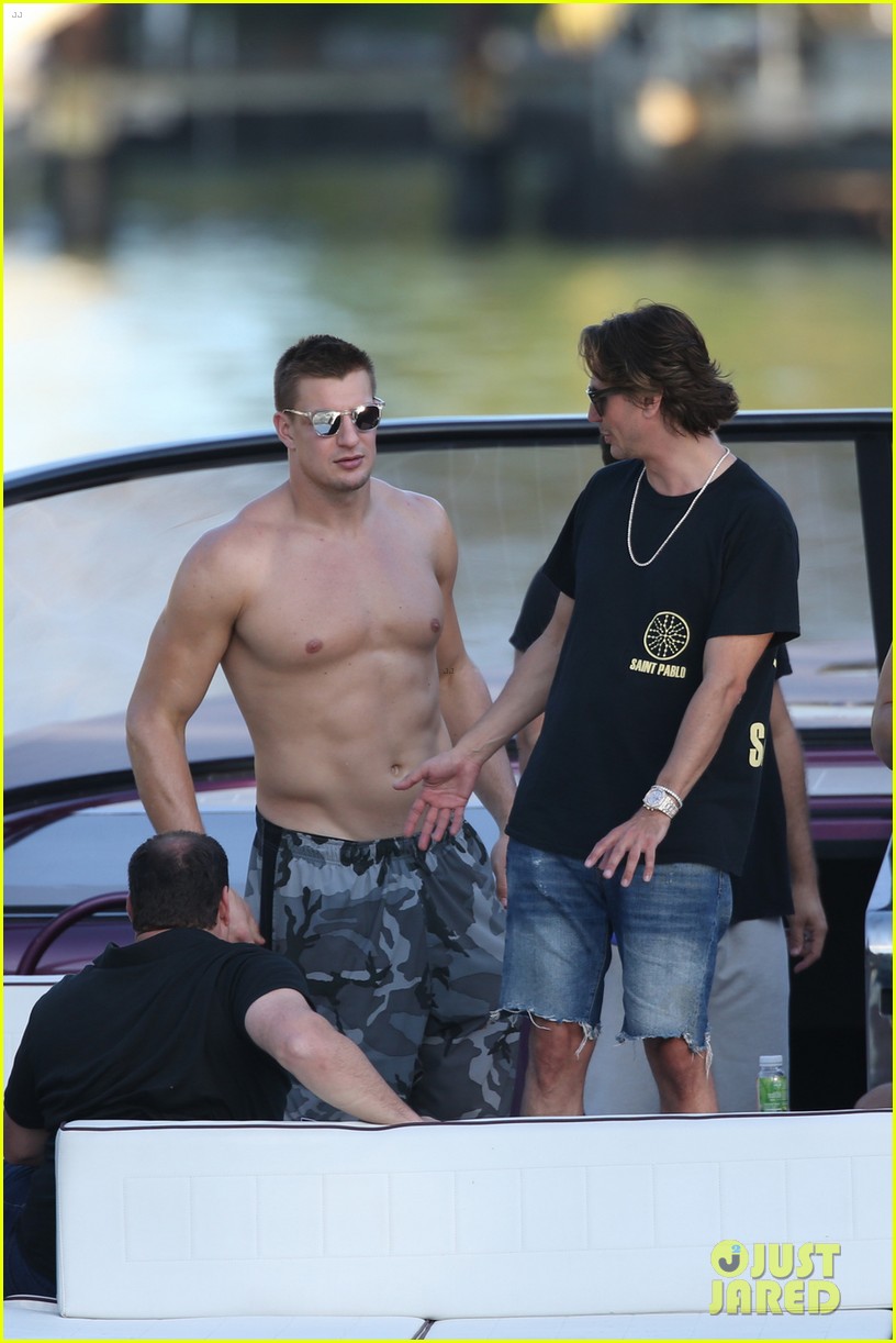 ron gronkowski and ansel elgort party it up on a boat in miami 03