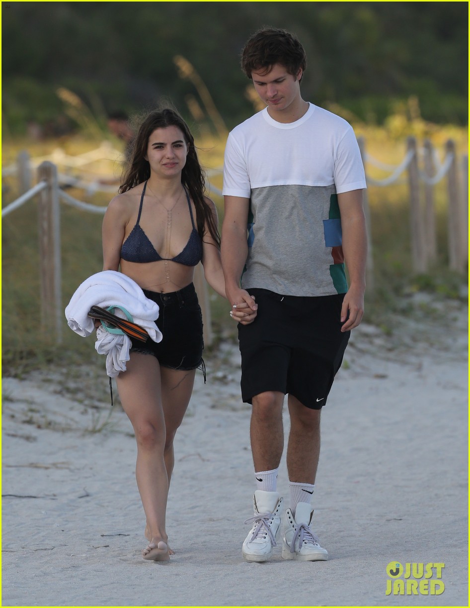ansel elgort goes shirtless for a workout at the beach 05