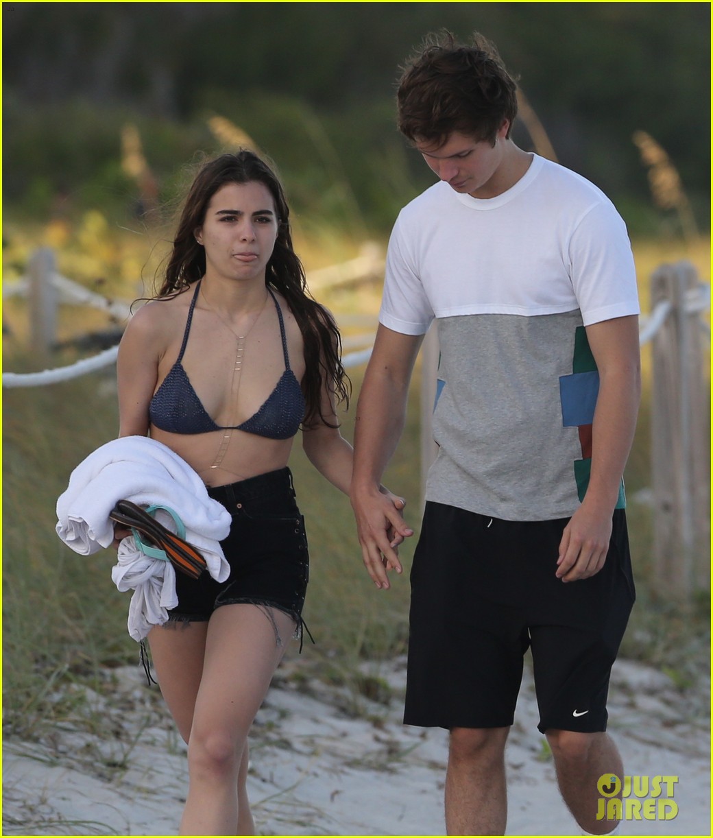 ansel elgort goes shirtless for a workout at the beach 08