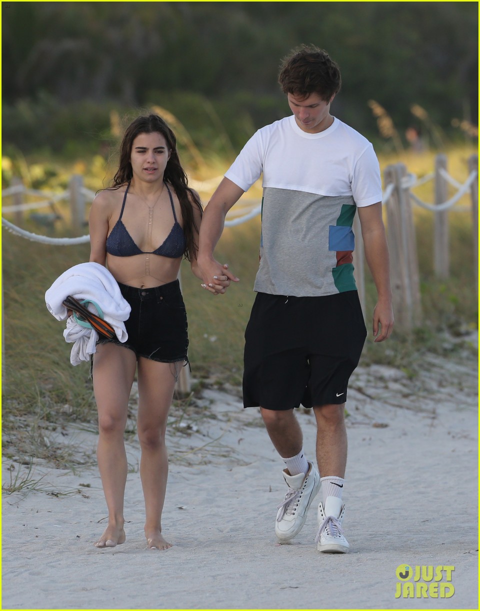 ansel elgort goes shirtless for a workout at the beach 12